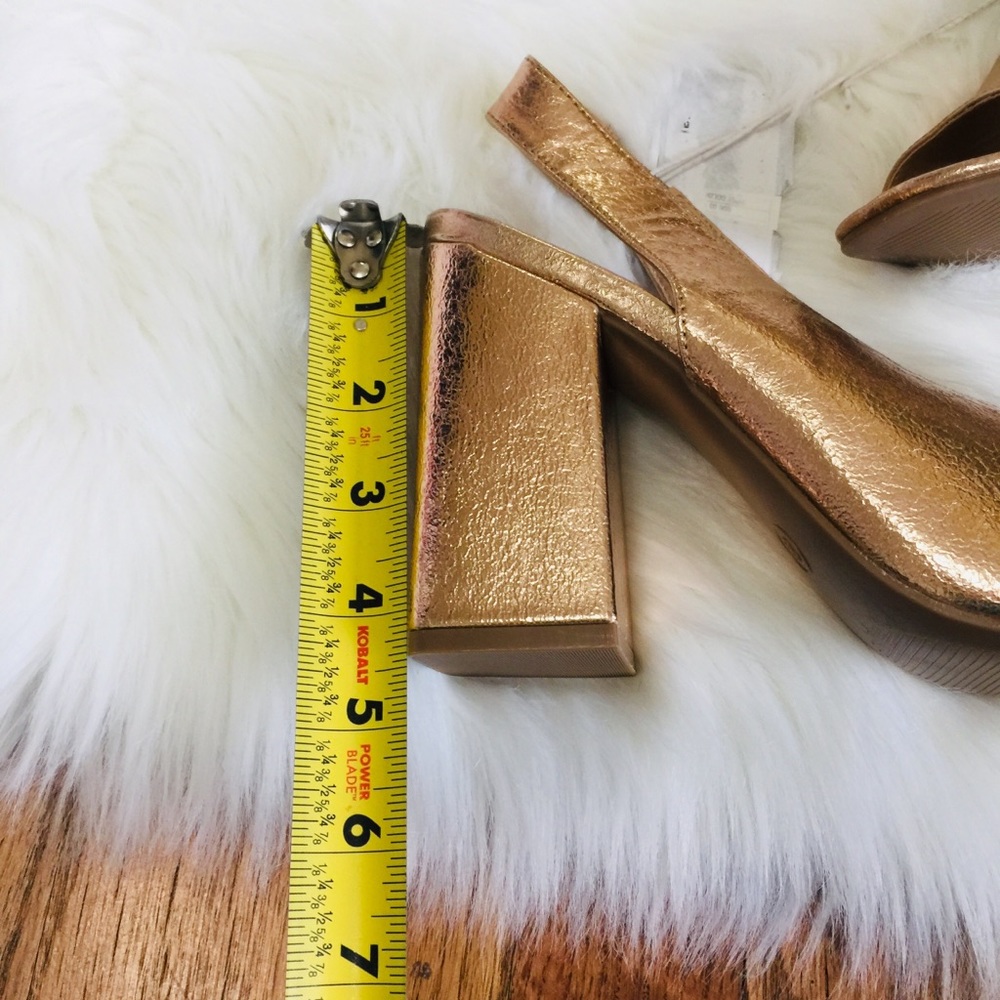 NEW Rose Gold Peep Toe Slingback Back Heels - Picture 5 of 6